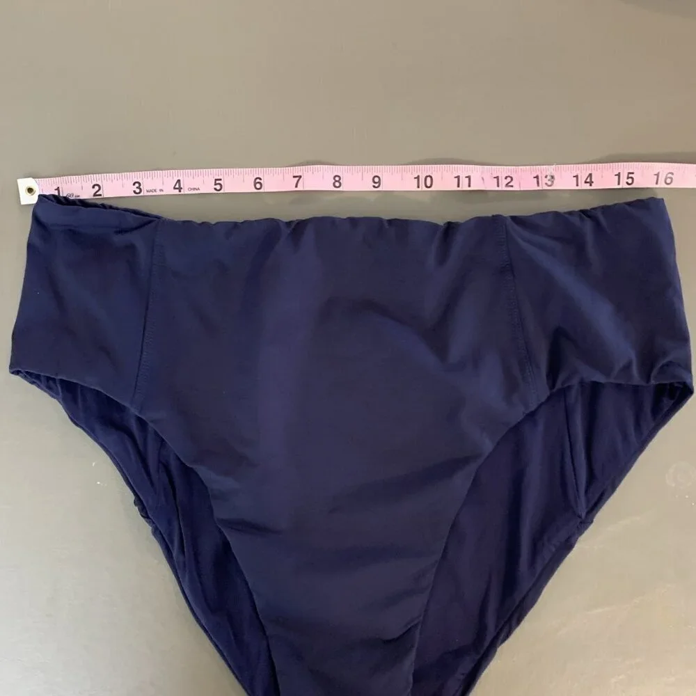 Andie Womens XXL NEW Swim Bikini High Waist Cheeky Bottom Navy Blue AB307